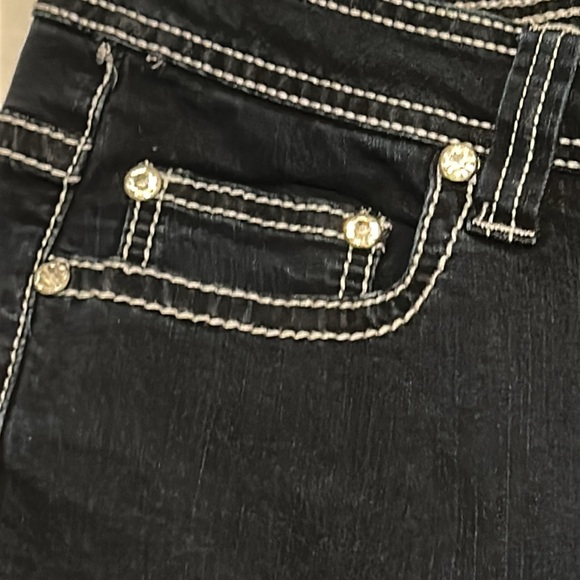 Reba size 12 Rhinestone Studded Dressy Strech Dark Wash boot cut jeans - Picture 9 of 13